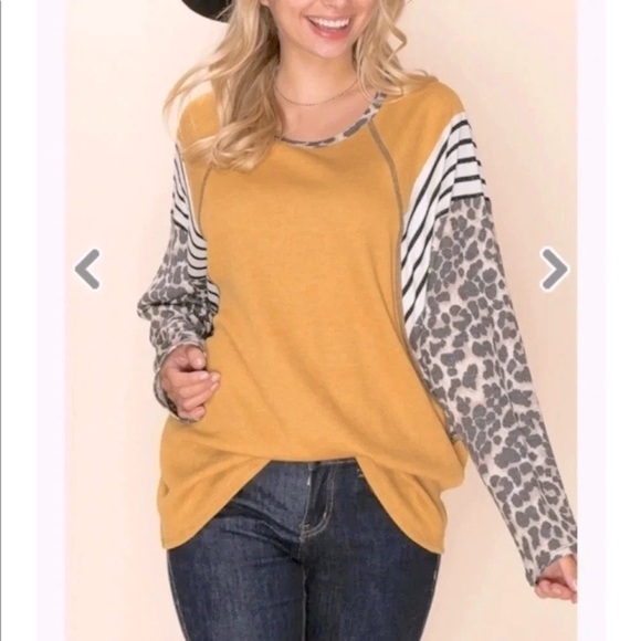 NWT lovely J boutique leopard animal print dolman Sleeve Top boho western - Picture 1 of 11